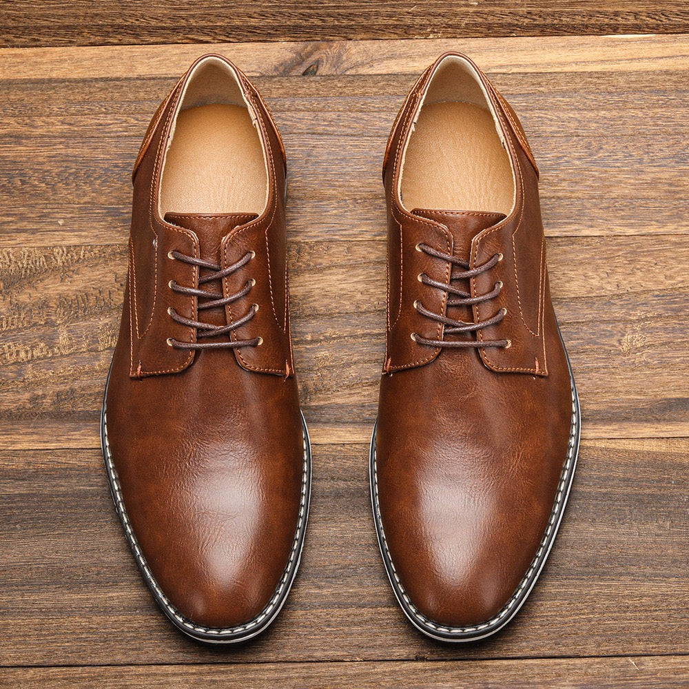 FlexStep Lightweight Leather Casual Derby Shoes
