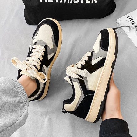 Men's Breathable Sports Sneakers - White Black Brown