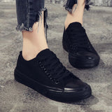 Unisex Low Top Canvas Sneakers - Black