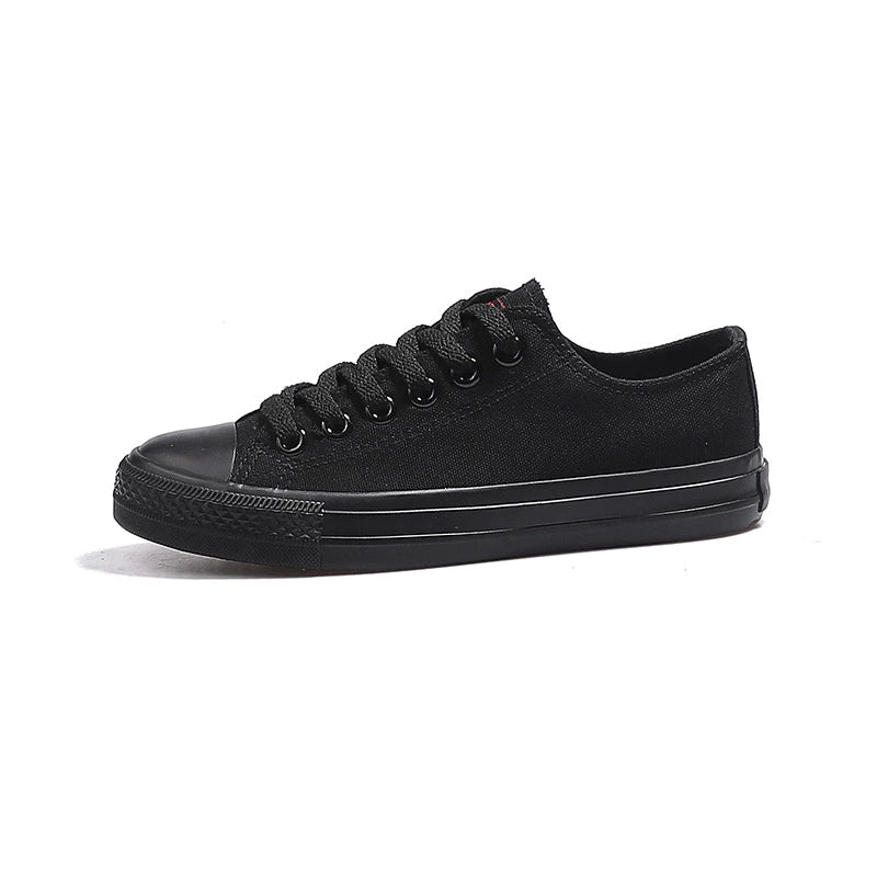 Unisex Low Top Canvas Sneakers - Black