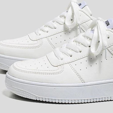Men's Korean Style Leather Sneakers - White
