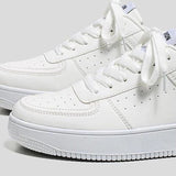 Men's Korean Style Leather Sneakers - White