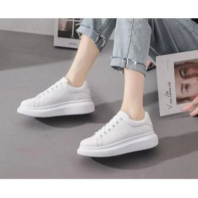 Couple Height Increasing Sports Sneakers - White