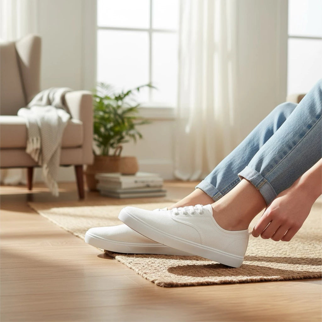 Fashion Canvas Lace Up Sneakers - White