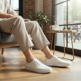 Fashion Canvas Lace Up Sneakers - White